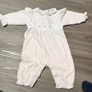 Pink Baby Romper with Embroidered Details